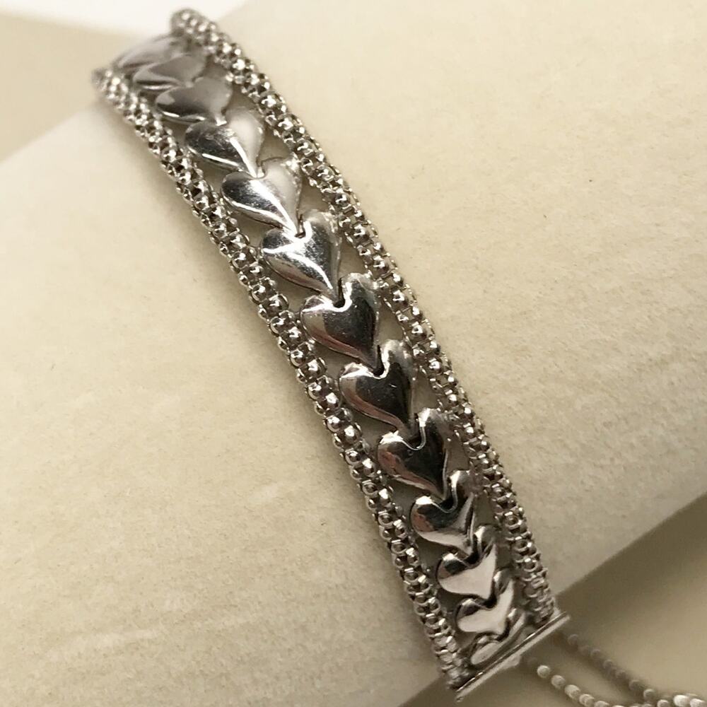 Acme Export Italian 925 Sterling Silver Heart Adjustable Bracelet